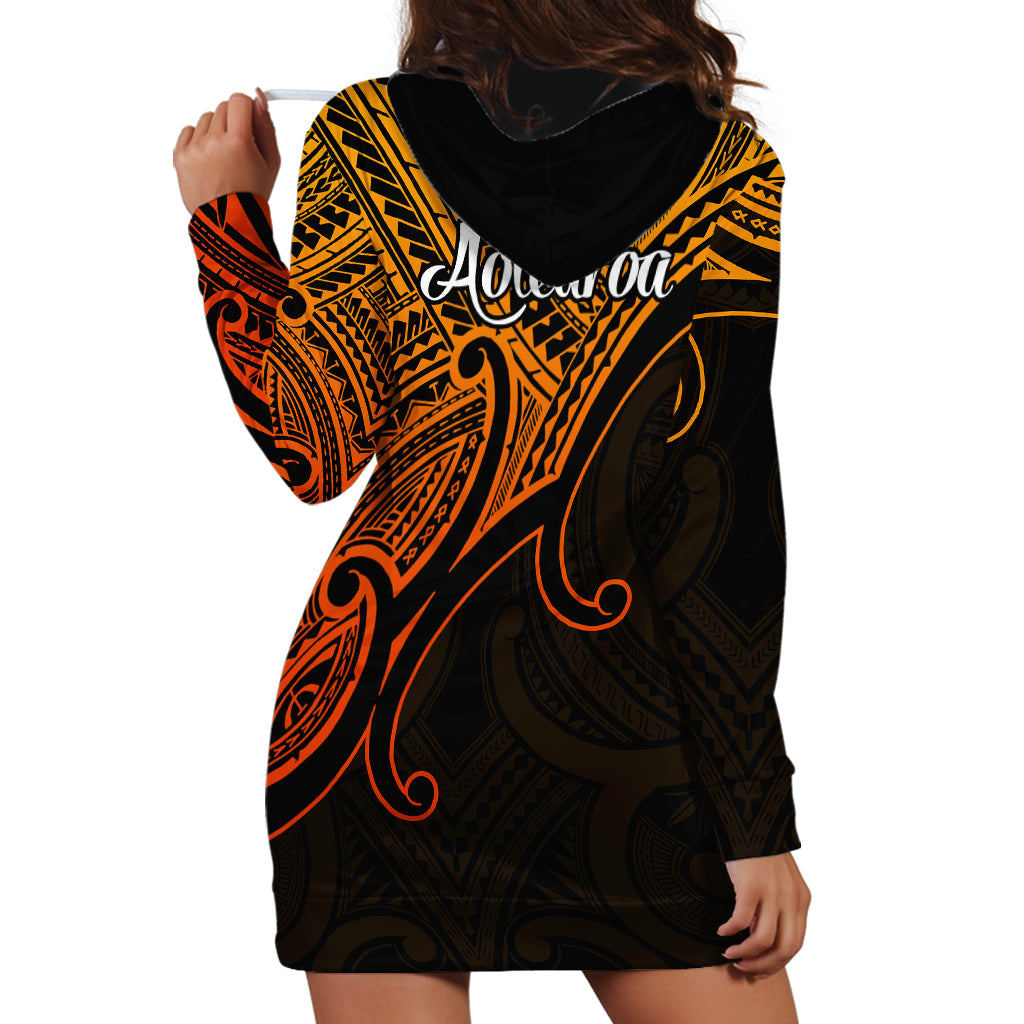 Aotearoa Maori Koru Hoodie Dress Polynesian Pacific Tribal - Gold LT9 - Polynesian Pride