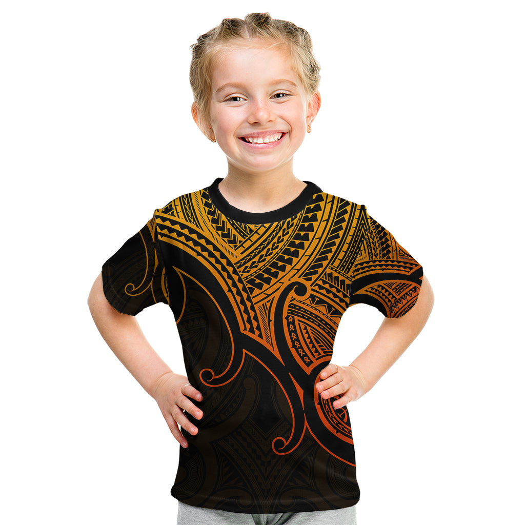 Aotearoa Maori Koru Kid T Shirt Polynesian Pacific Tribal - Gold LT9 Gold - Polynesian Pride