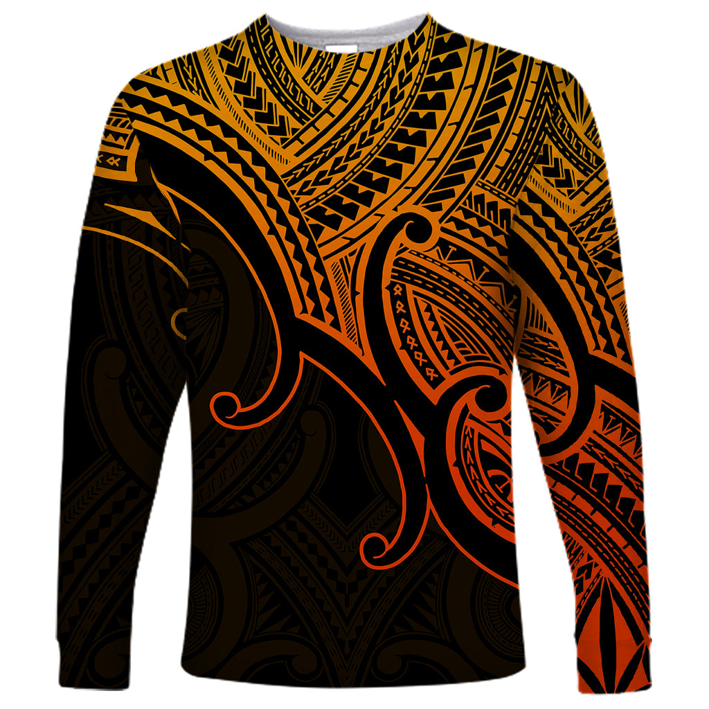 Aotearoa Maori Koru Long Sleeve Shirt Polynesian Pacific Tribal - Gold LT9 Unisex Gold - Polynesian Pride