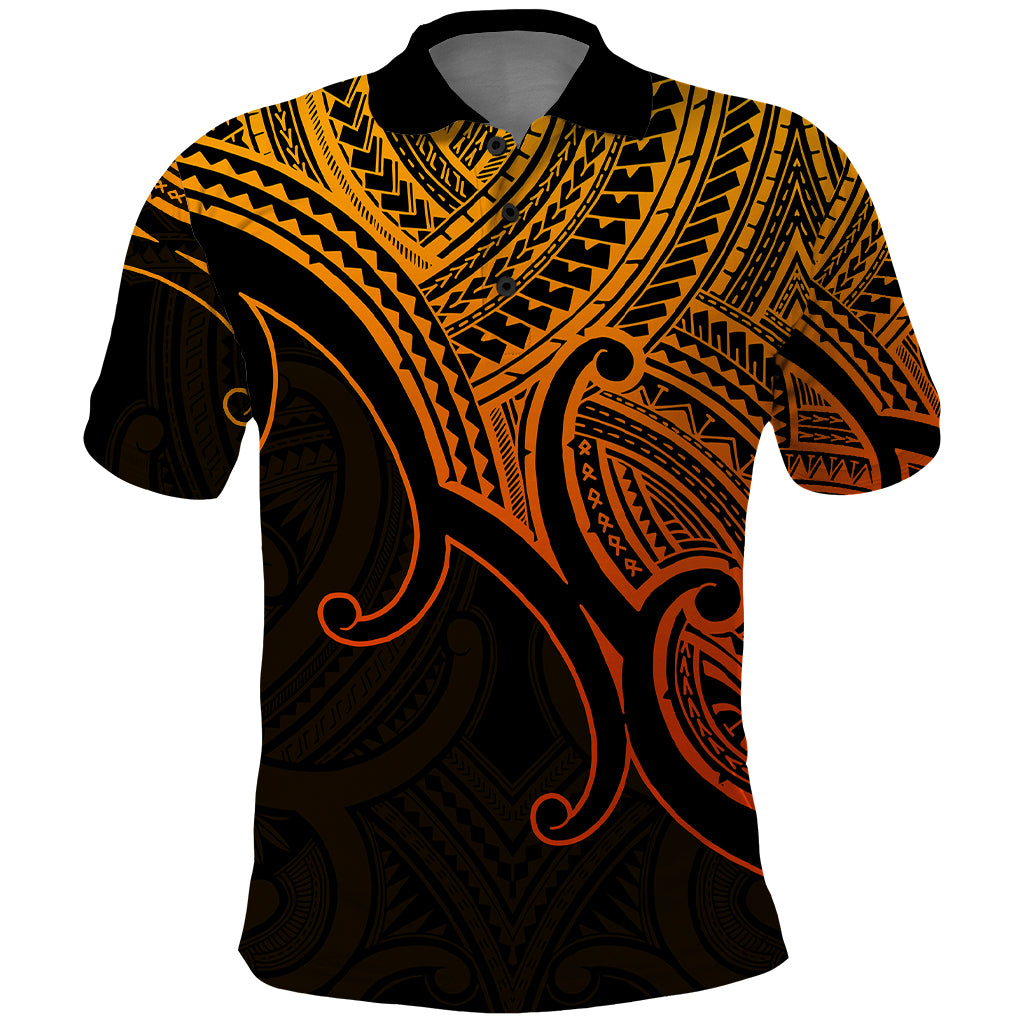 Aotearoa New Zealand Polo Shirt Maori Koru Polynesian Pacific Tribal Gold LT9 Gold - Polynesian Pride