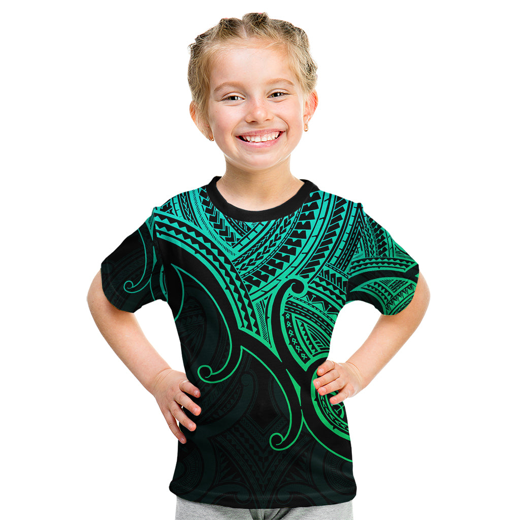 Aotearoa Maori Koru Kid T Shirt Polynesian Pacific Tribal - Green LT9 Green - Polynesian Pride