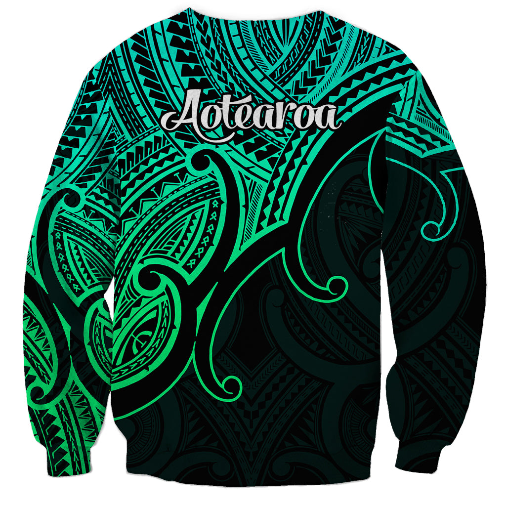 Aotearoa Maori Koru Sweatshirt Polynesian Pacific Tribal - Green LT9 - Polynesian Pride