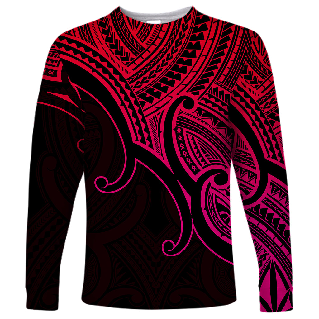 Aotearoa Maori Koru Long Sleeve Shirt Polynesian Pacific Tribal - Pink LT9 Unisex Pink - Polynesian Pride