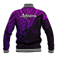 Aotearoa Maori Koru Baseball Jacket Polynesian Pacific Tribal - Purple LT9 - Polynesian Pride