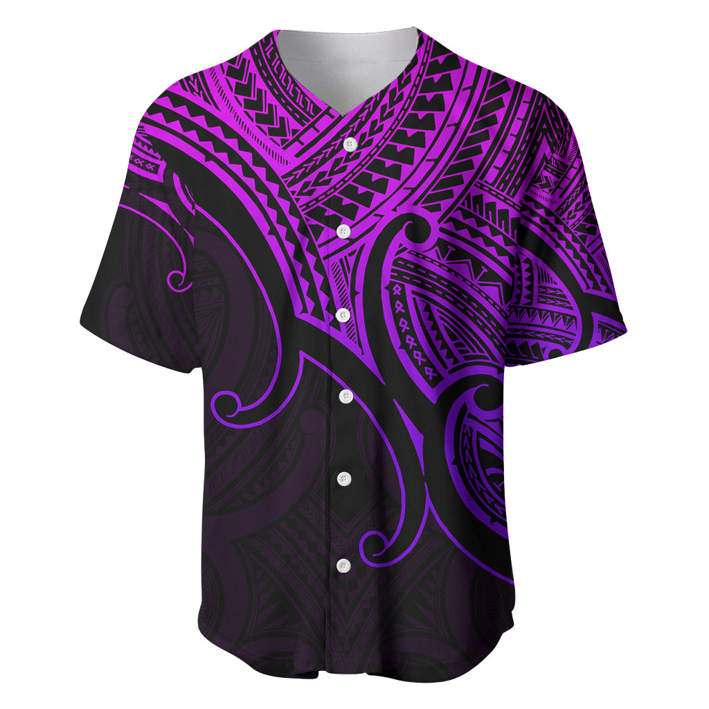 Aotearoa Maori Koru Baseball Jersey Polynesian Pacific Tribal - Purple LT9 Purple - Polynesian Pride