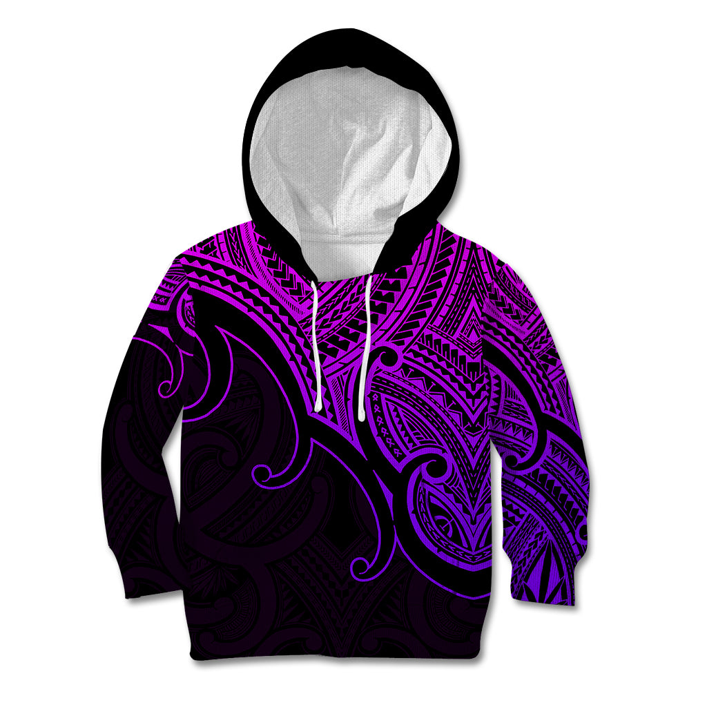 Aotearoa Maori Koru Kid Hoodie Polynesian Pacific Tribal - Purple LT9 Purple - Polynesian Pride