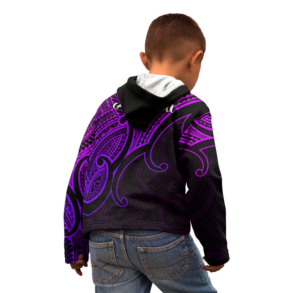 Aotearoa Maori Koru Kid Hoodie Polynesian Pacific Tribal - Purple LT9 - Polynesian Pride