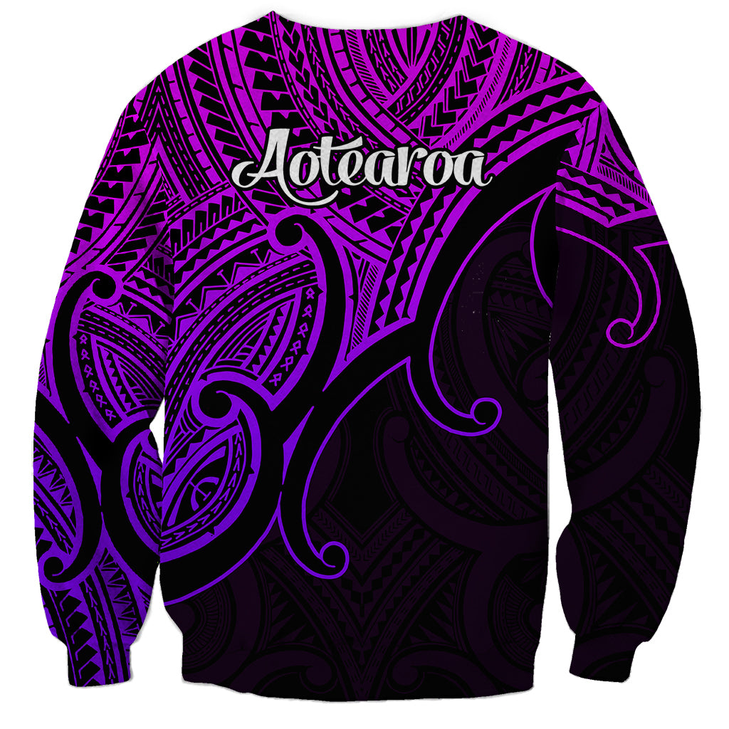 Aotearoa Maori Koru Sweatshirt Polynesian Pacific Tribal - Purple LT9 - Polynesian Pride
