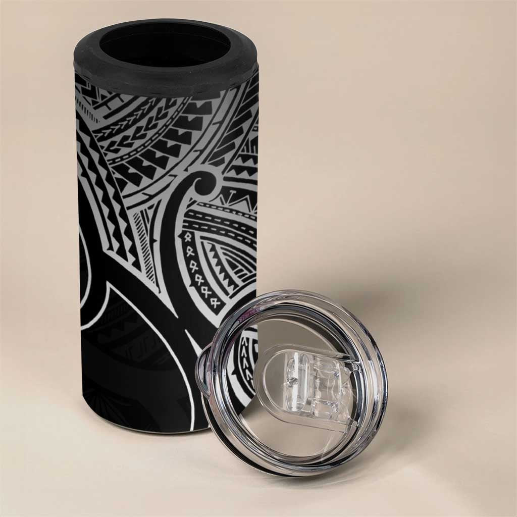 Personalised Aotearoa Papua Shell 4 in 1 Can Cooler Tumbler Black Polynesian Pacific Tribal LT9 - Polynesian Pride