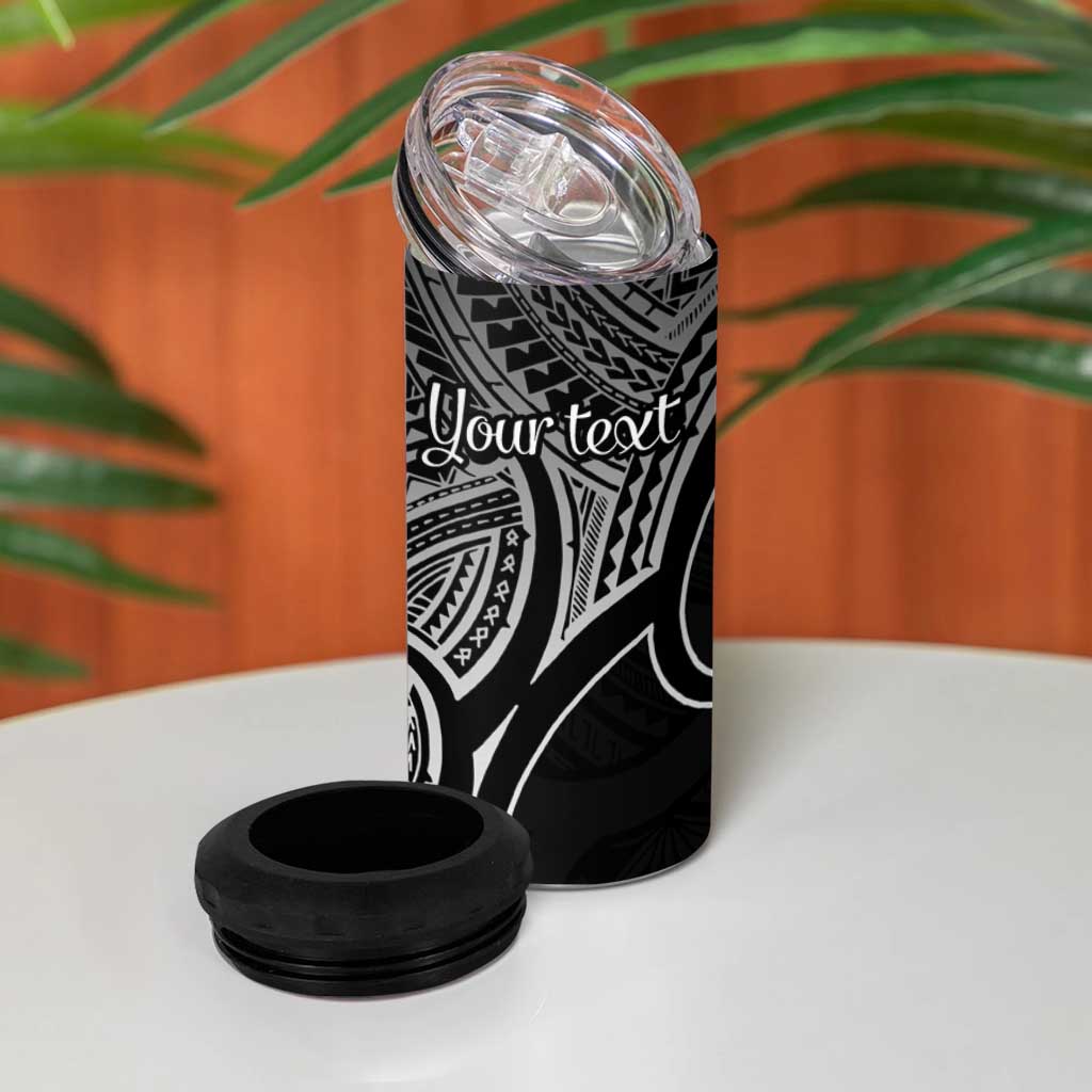 Personalised Aotearoa Papua Shell 4 in 1 Can Cooler Tumbler Black Polynesian Pacific Tribal LT9 - Polynesian Pride