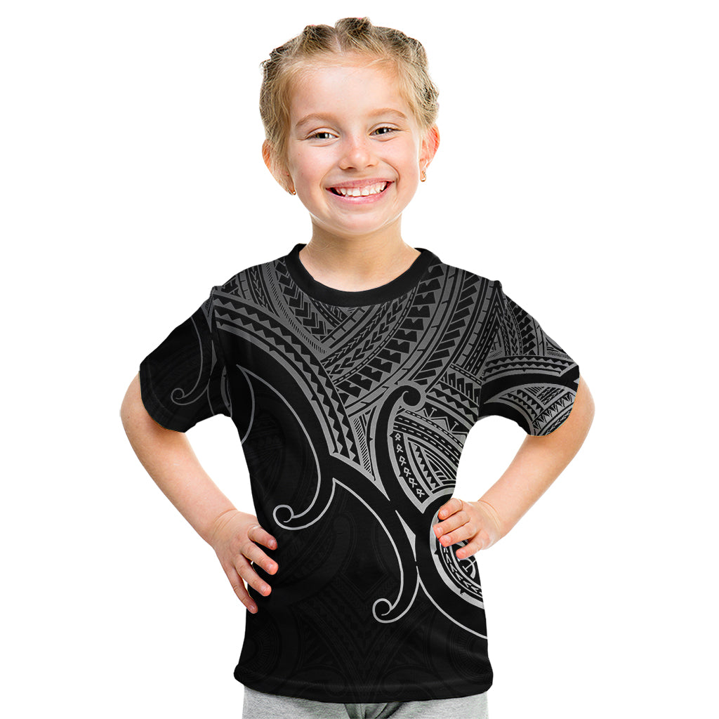 Custom Aotearoa Maori Koru Kid T Shirt Polynesian Pacific Tribal - Black LT9 Black - Polynesian Pride