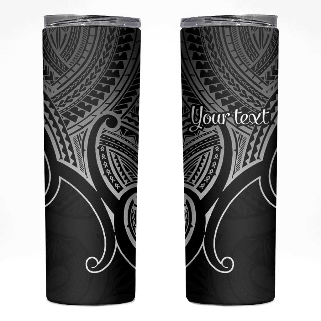 Personalised Aotearoa Papua Shell Skinny Tumbler Black Polynesian Pacific Tribal