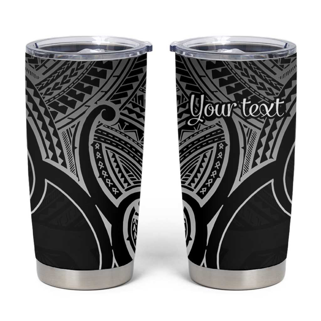 Personalised Aotearoa Papua Shell Tumbler Cup Black Polynesian Pacific Tribal LT9 Black - Polynesian Pride