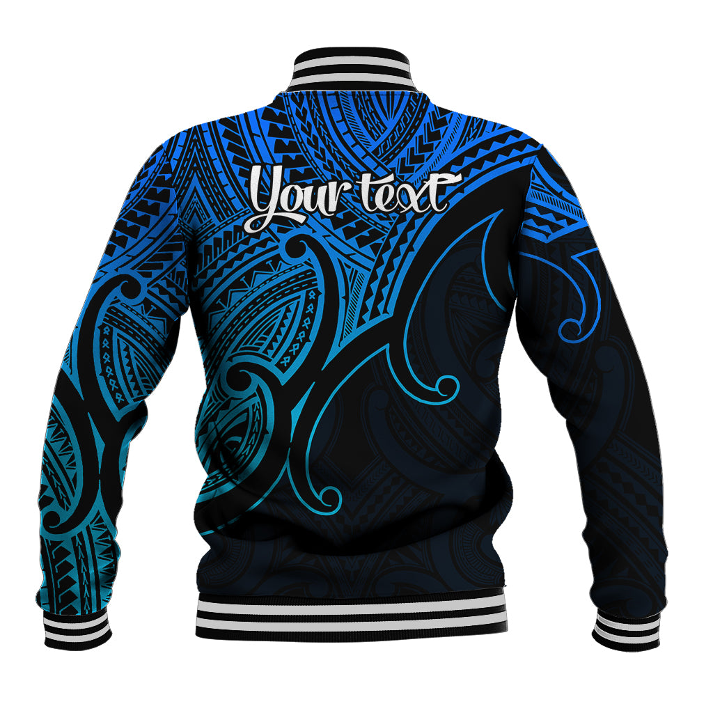 Custom Aotearoa Maori Koru Baseball Jacket Polynesian Pacific Tribal - Blue LT9 - Polynesian Pride