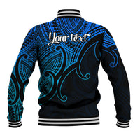 Custom Aotearoa Maori Koru Baseball Jacket Polynesian Pacific Tribal - Blue LT9 - Polynesian Pride