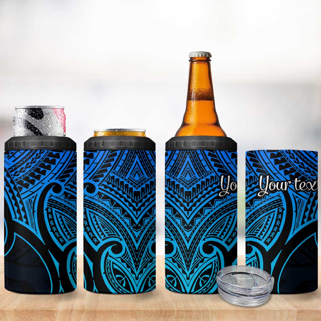Personalised Aotearoa Papua Shell 4 in 1 Can Cooler Tumbler Blue Polynesian Pacific Tribal LT9 - Polynesian Pride