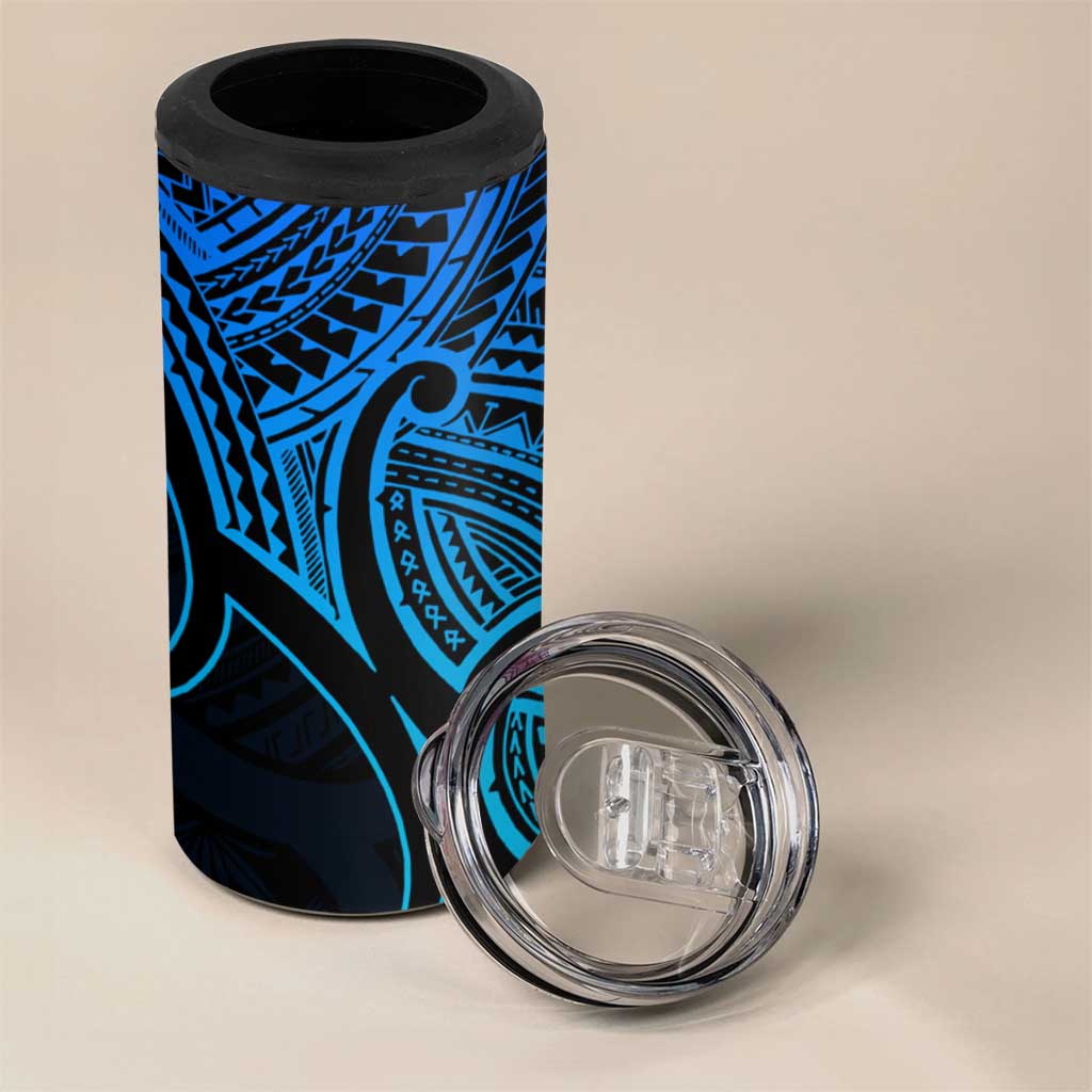 Personalised Aotearoa Papua Shell 4 in 1 Can Cooler Tumbler Blue Polynesian Pacific Tribal LT9 - Polynesian Pride