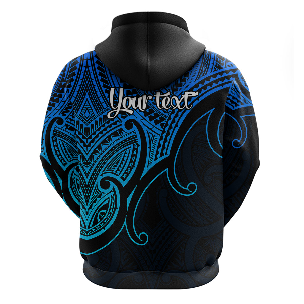 Custom Aotearoa Maori Koru Hoodie Polynesian Pacific Tribal Blue LT9 - Polynesian Pride