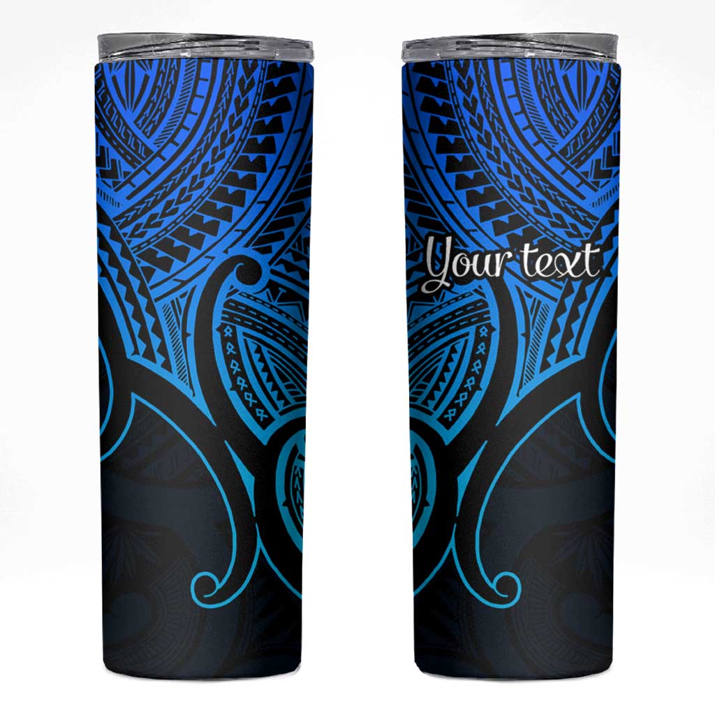 Personalised Aotearoa Papua Shell Skinny Tumbler Blue Polynesian Pacific Tribal