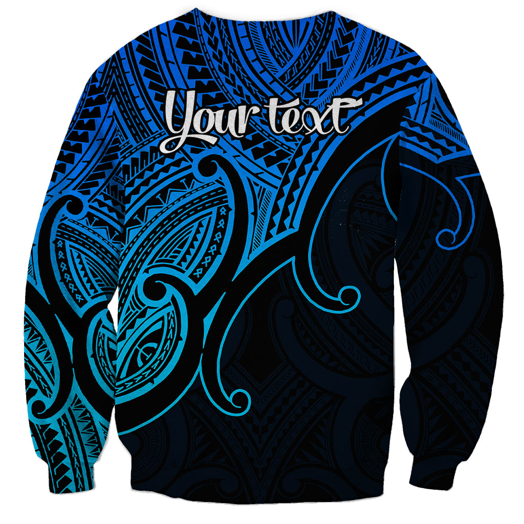 Custom Aotearoa Maori Koru Sweatshirt Polynesian Pacific Tribal - Blue LT9 - Polynesian Pride