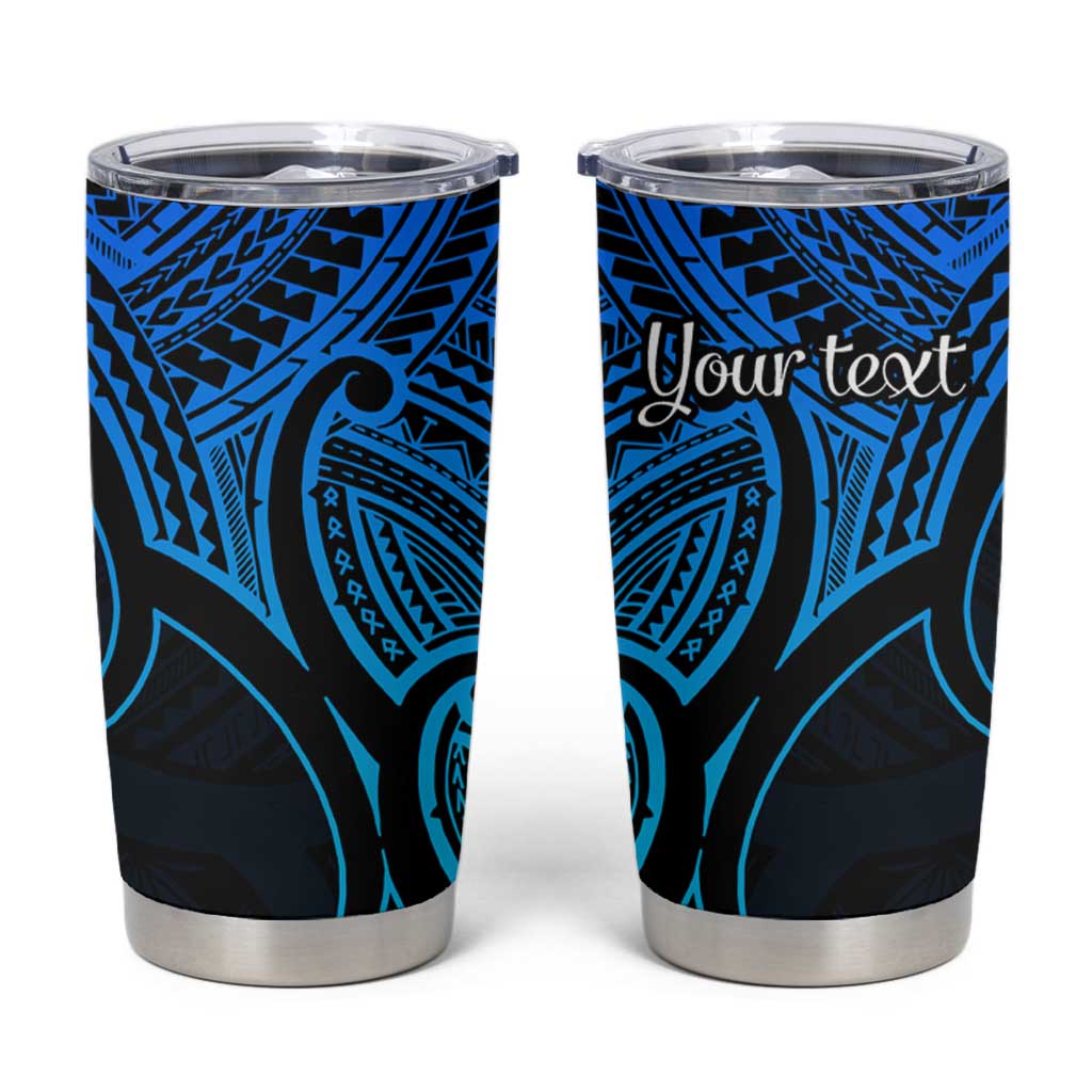 Personalised Aotearoa Papua Shell Tumbler Cup Blue Polynesian Pacific Tribal