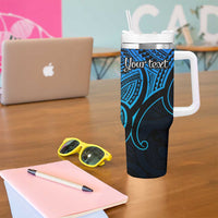 Personalised Aotearoa Papua Shell Tumbler With Handle Blue Polynesian Pacific Tribal