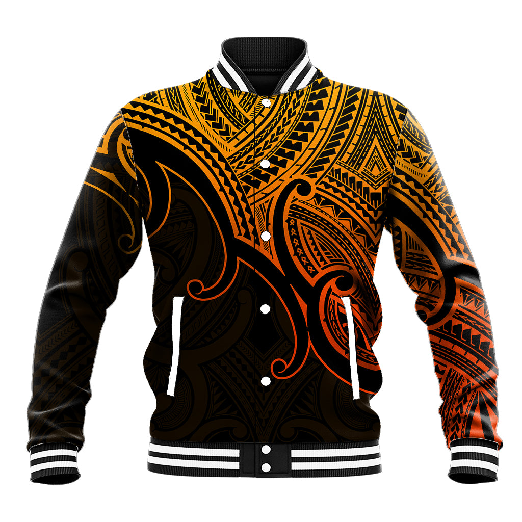 Custom Aotearoa Maori Koru Baseball Jacket Polynesian Pacific Tribal - Gold LT9 Unisex Gold - Polynesian Pride