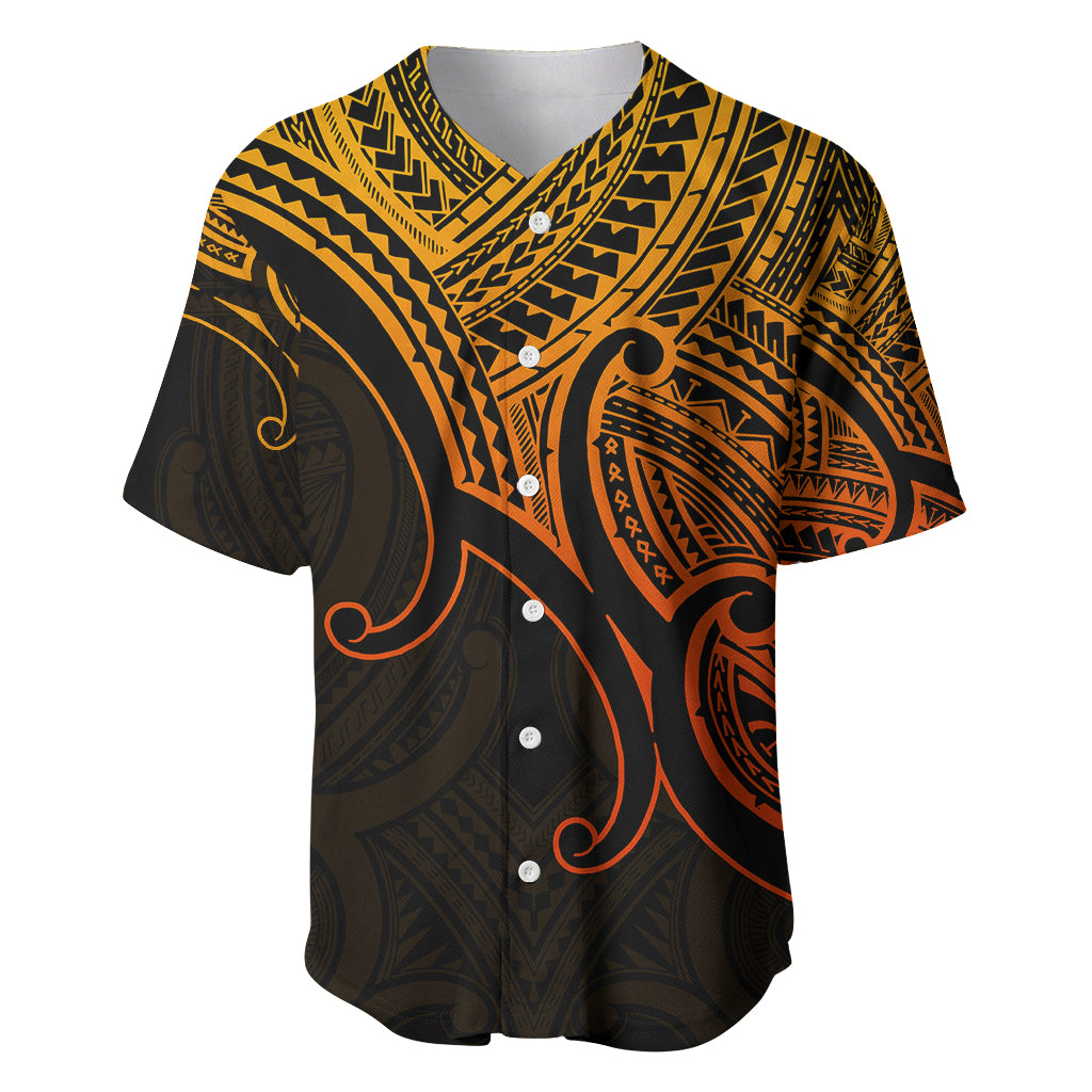 Custom Aotearoa Maori Koru Baseball Jersey Polynesian Pacific Tribal - Gold LT9 Gold - Polynesian Pride