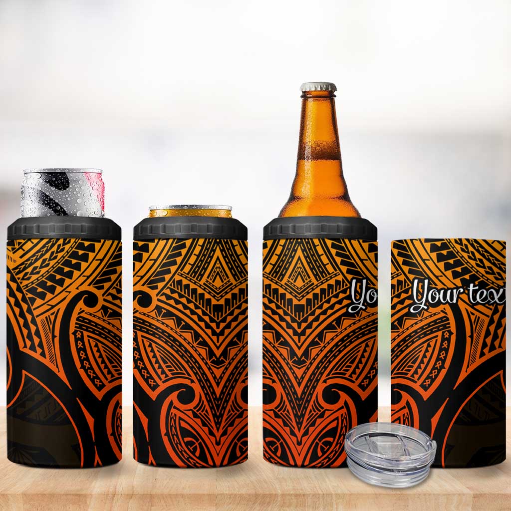 Personalised Aotearoa Papua Shell 4 in 1 Can Cooler Tumbler Gold Polynesian Pacific Tribal LT9 - Polynesian Pride