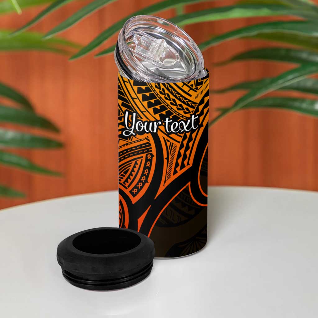 Personalised Aotearoa Papua Shell 4 in 1 Can Cooler Tumbler Gold Polynesian Pacific Tribal LT9 - Polynesian Pride