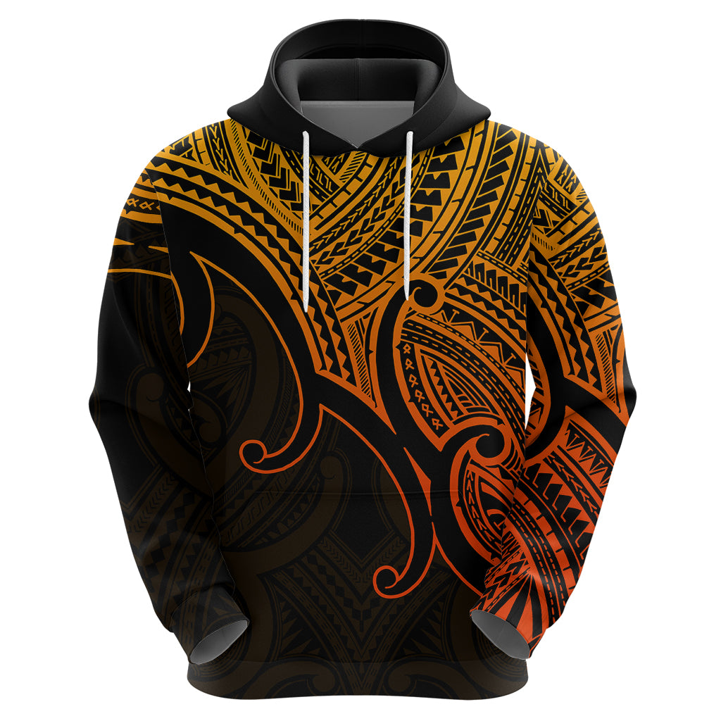 Custom Aotearoa Maori Koru Hoodie Polynesian Pacific Tribal Gold LT9 - Polynesian Pride