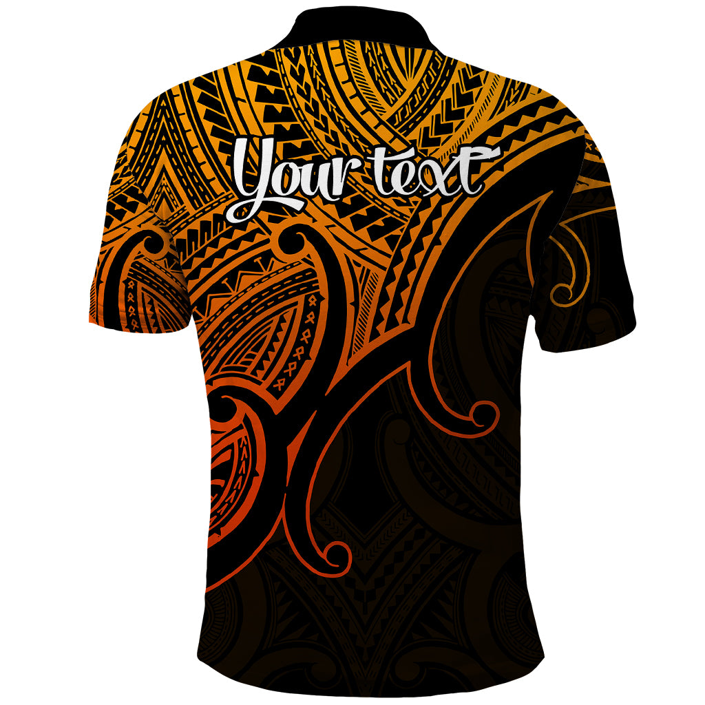 Custom Aotearoa New Zealand Polo Shirt Maori Koru Polynesian Pacific Tribal Gold LT9 - Polynesian Pride