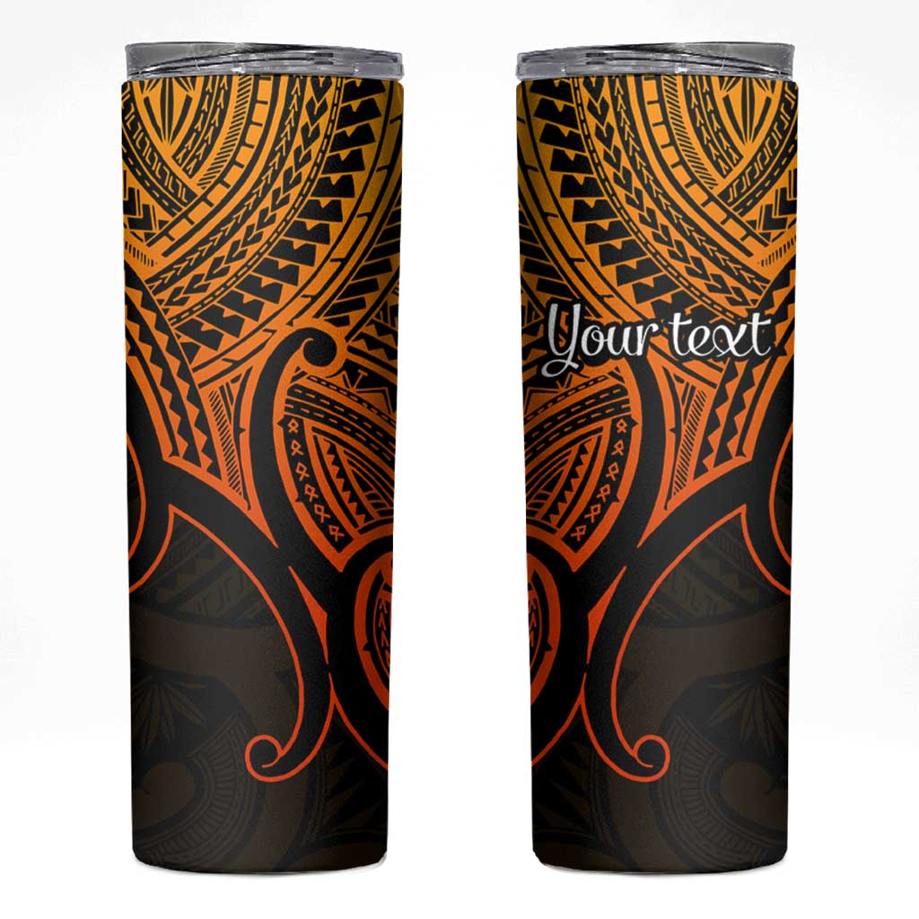 Personalised Aotearoa Papua Shell Skinny Tumbler Gold Polynesian Pacific Tribal