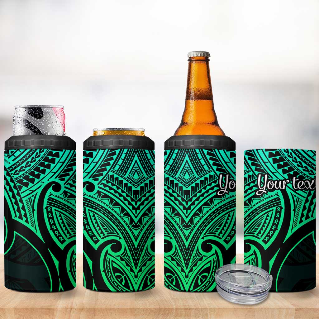 Personalised Aotearoa Papua Shell 4 in 1 Can Cooler Tumbler Green Polynesian Pacific Tribal LT9 - Polynesian Pride