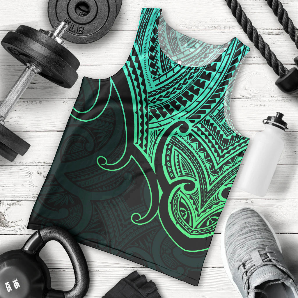 Custom Aotearoa Maori Koru Men Tank Top Polynesian Pacific Tribal - Green LT9 Green - Polynesian Pride