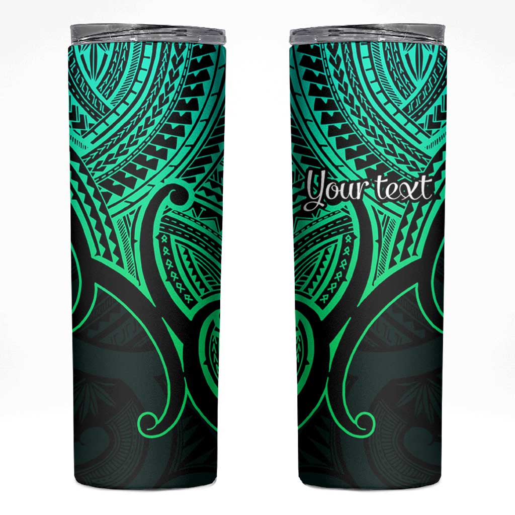 Personalised Aotearoa Papua Shell Skinny Tumbler Green Polynesian Pacific Tribal