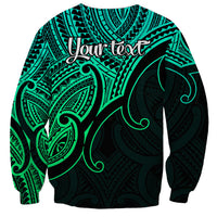 Custom Aotearoa Maori Koru Sweatshirt Polynesian Pacific Tribal - Green LT9 - Polynesian Pride