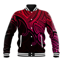 Custom Aotearoa Maori Koru Baseball Jacket Polynesian Pacific Tribal - Pink LT9 Unisex Pink - Polynesian Pride