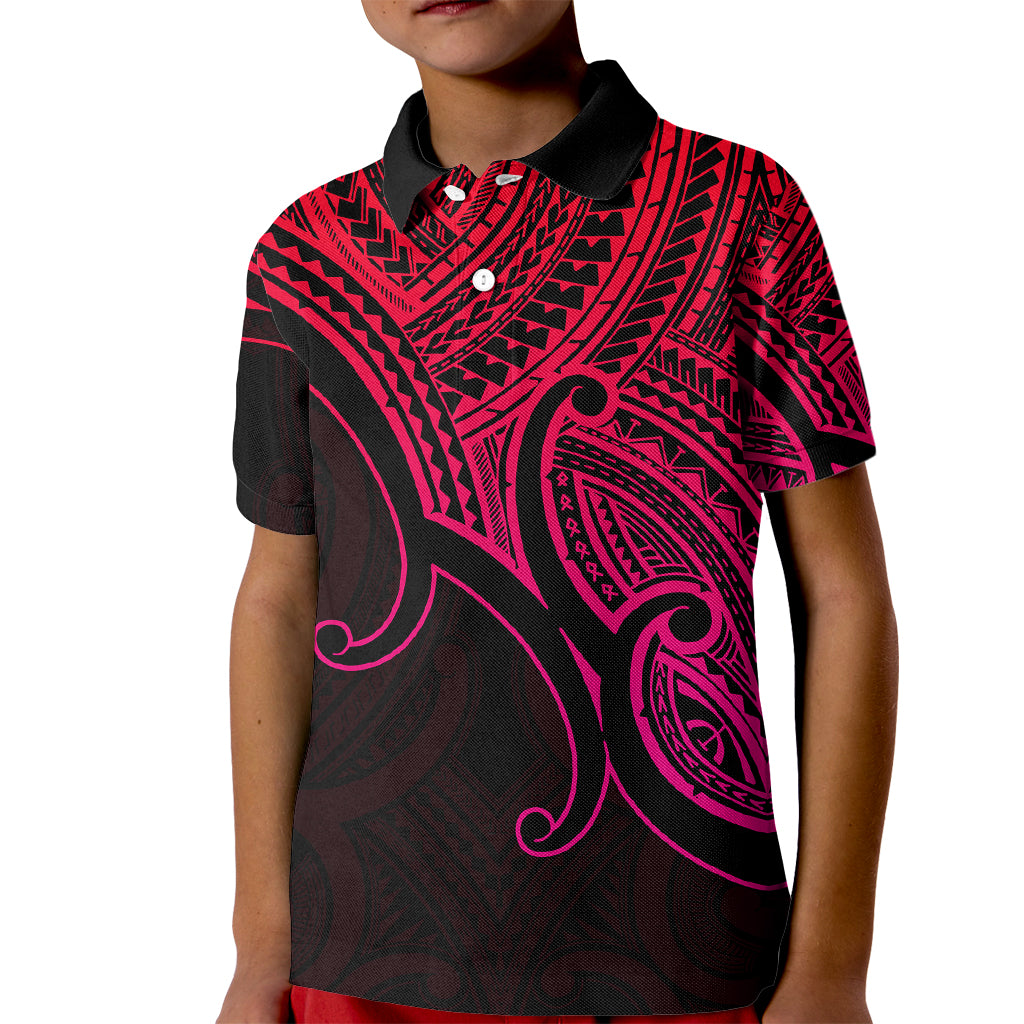 Custom Aotearoa Maori Koru Kid Polo Shirt Polynesian Pacific Tribal - Pink LT9 Kid Pink - Polynesian Pride