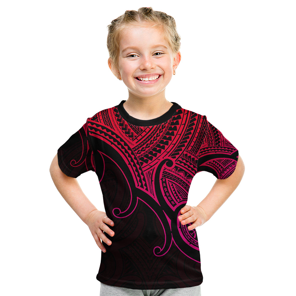 Custom Aotearoa Maori Koru Kid T Shirt Polynesian Pacific Tribal - Pink LT9 Pink - Polynesian Pride