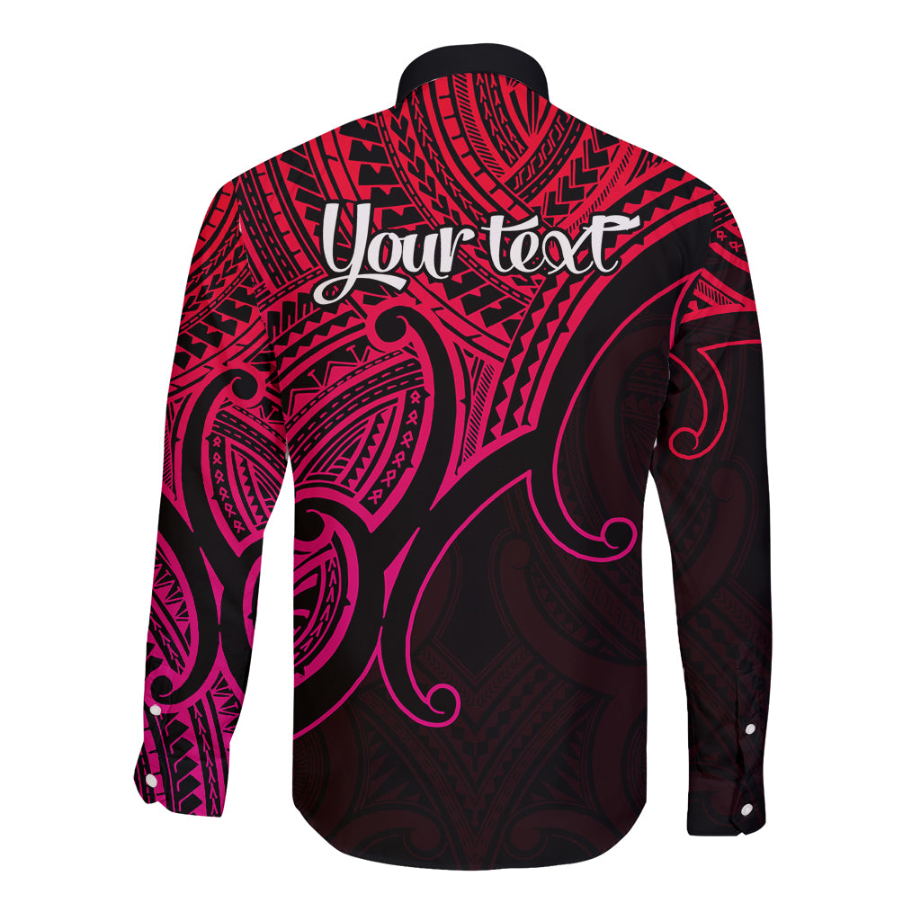 Custom Aotearoa Maori Koru Long Sleeve Button Shirt Polynesian Pacific Tribal - Pink LT9 - Polynesian Pride