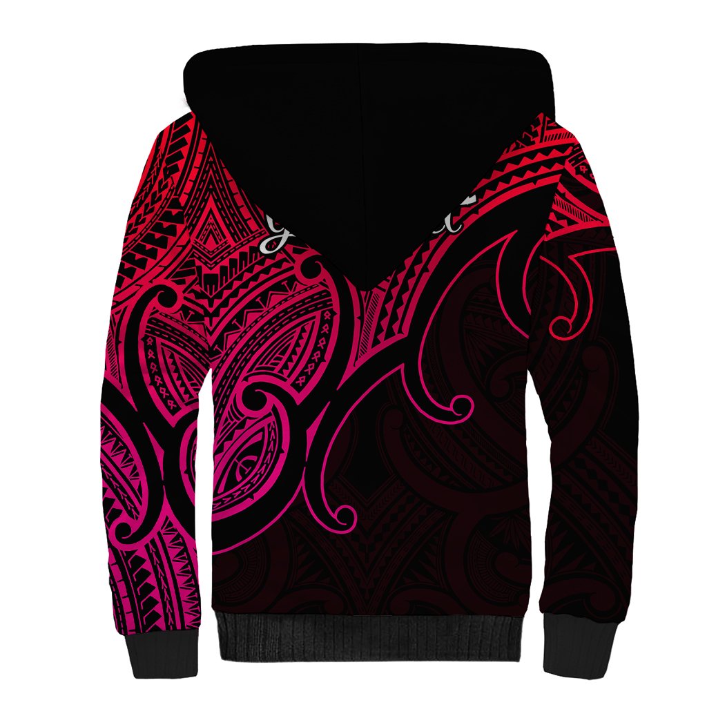 Custom Aotearoa Maori Koru Sherpa Hoodie Polynesian Pacific Tribal - Pink LT9 - Polynesian Pride