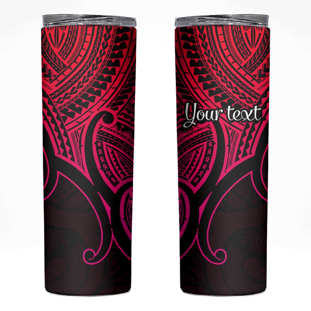 Personalised Aotearoa Papua Shell Skinny Tumbler Pink Polynesian Pacific Tribal