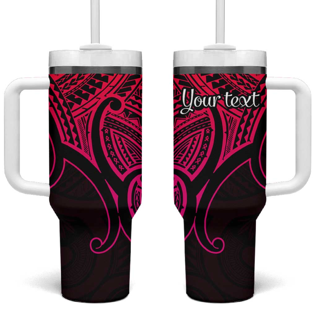 Personalised Aotearoa Papua Shell Tumbler With Handle Pink Polynesian Pacific Tribal