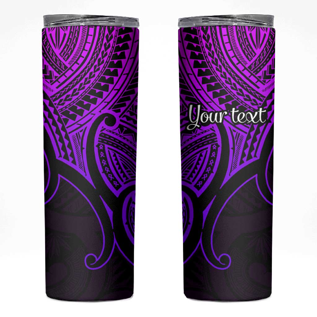 Personalised Aotearoa Papua Shell Skinny Tumbler Purple Polynesian Pacific Tribal