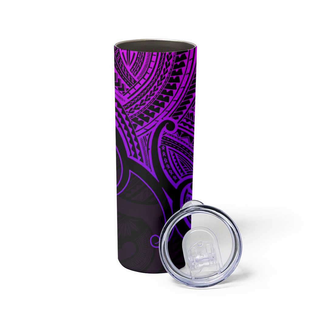Personalised Aotearoa Papua Shell Skinny Tumbler Purple Polynesian Pacific Tribal