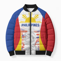 Philippines Flag Day Bomber Puffer Jacket Filipino Feather Pattern LT9 Unisex White - Polynesian Pride