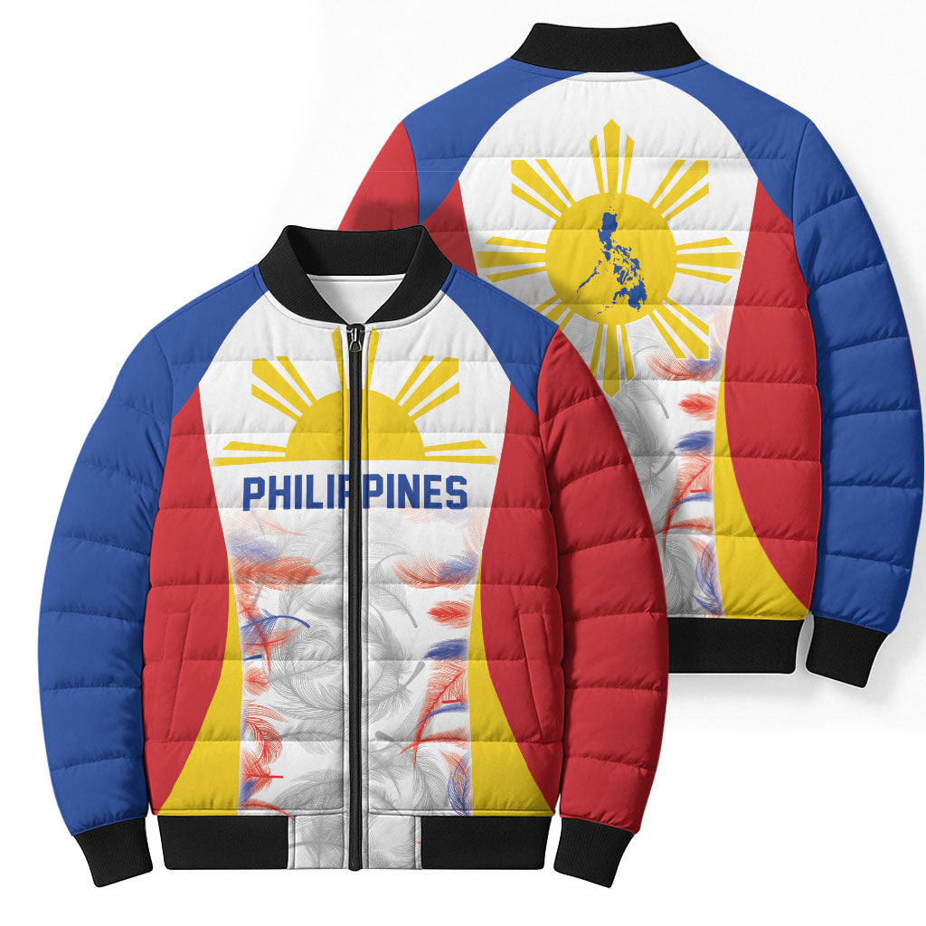 Philippines Flag Day Bomber Puffer Jacket Filipino Feather Pattern LT9 - Polynesian Pride