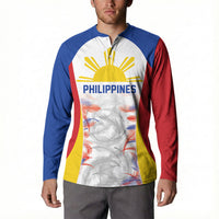 Philippines Flag Day Button Sweatshirt Filipino Feather Pattern LT9 - Polynesian Pride