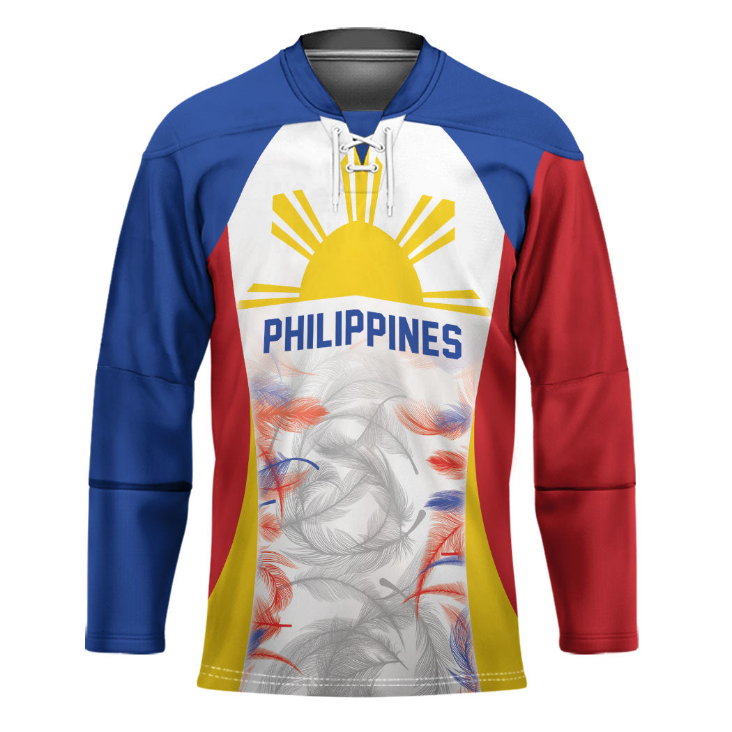 Philippines Flag Day Hockey Jersey Filipino Feather Pattern LT9 Unisex White - Polynesian Pride